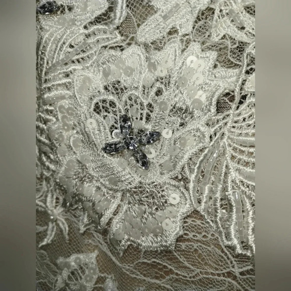 Jovani Prom‎ Wedding Dress White Nude size 0 One Shoulder Sheer Mermaid - Picture 11 of 16